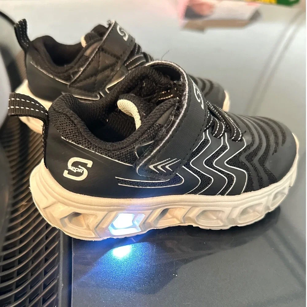 Sport By Skechers Toddler Boy‎ Jarrod Light Up Sneakers Size 7 Black